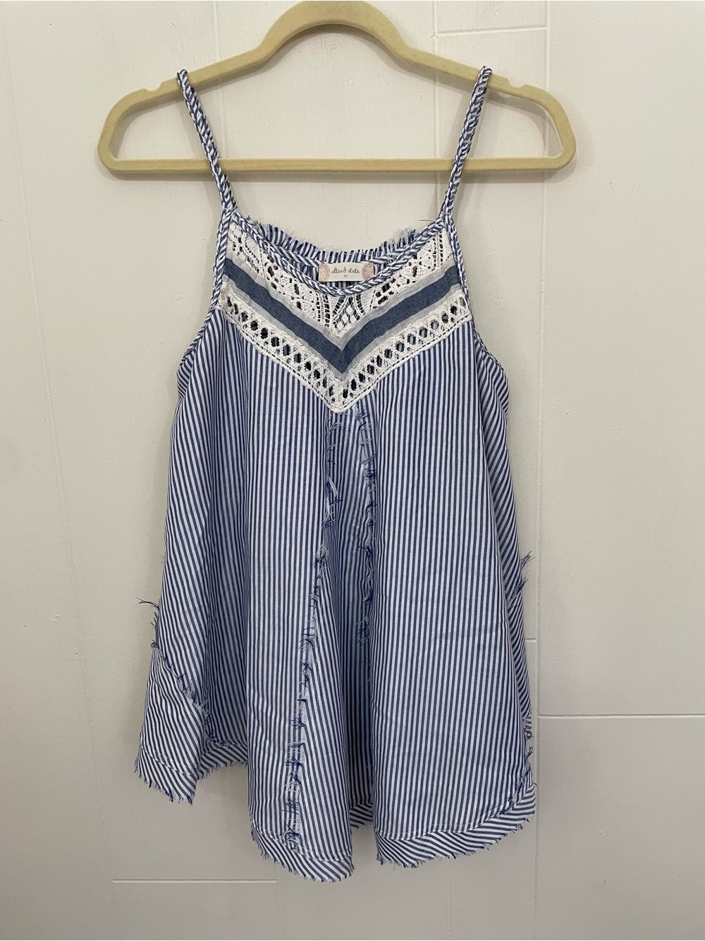 Altard State Flowy Striped Tank Top Size M Blue White Nautical Boho Summer